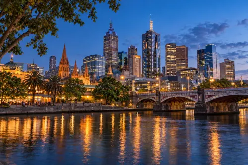 Illustrative city scene of Melbourne, Australia.