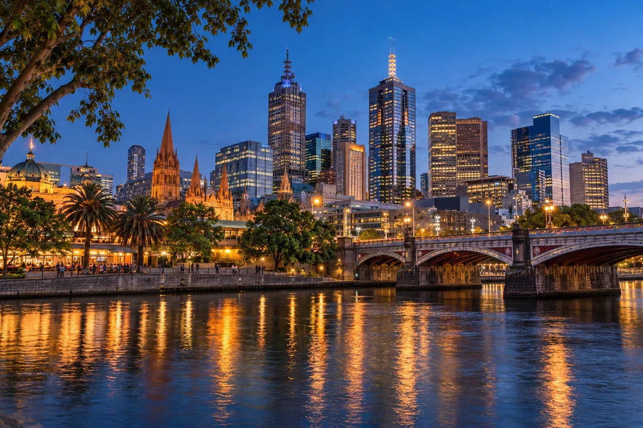 Illustrative city scene of Melbourne, Australia.