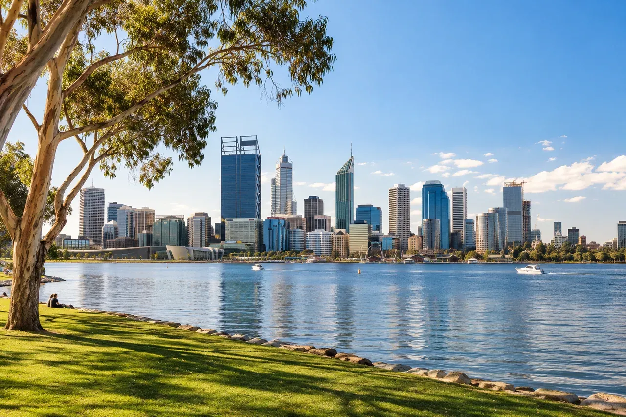 Illustrative city scene of Perth, Australia.