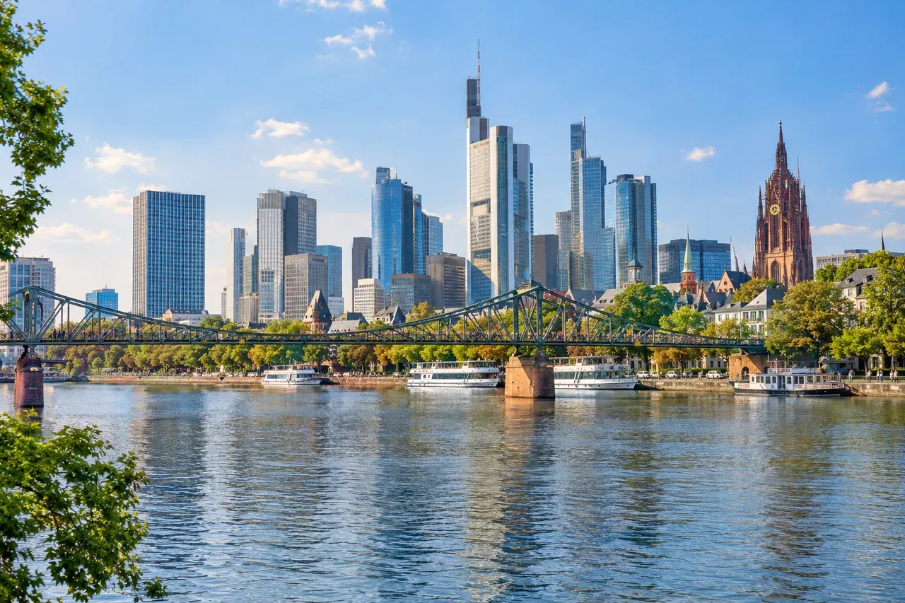 Illustrative city scene of Frankfurt am Main, Germany.