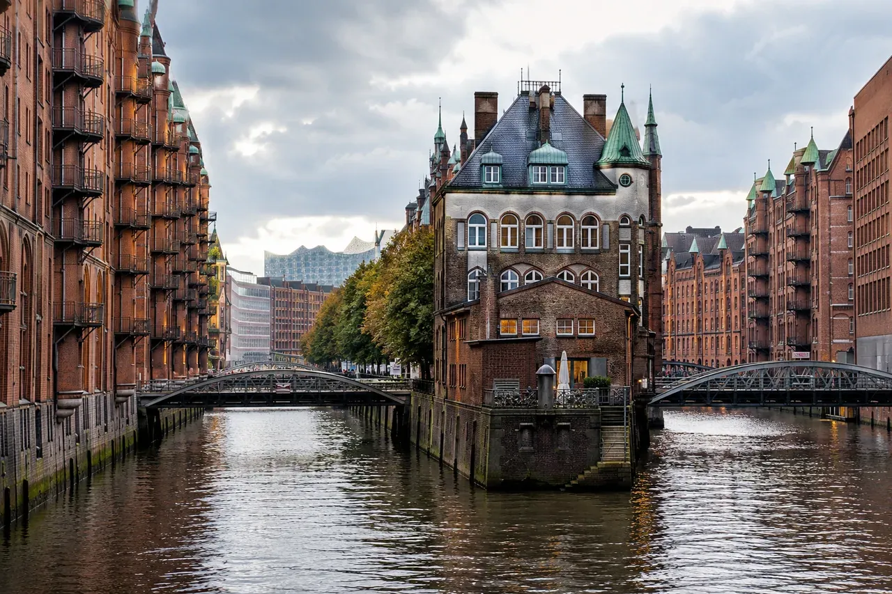 Illustrative city scene of Hamburg, Germany.