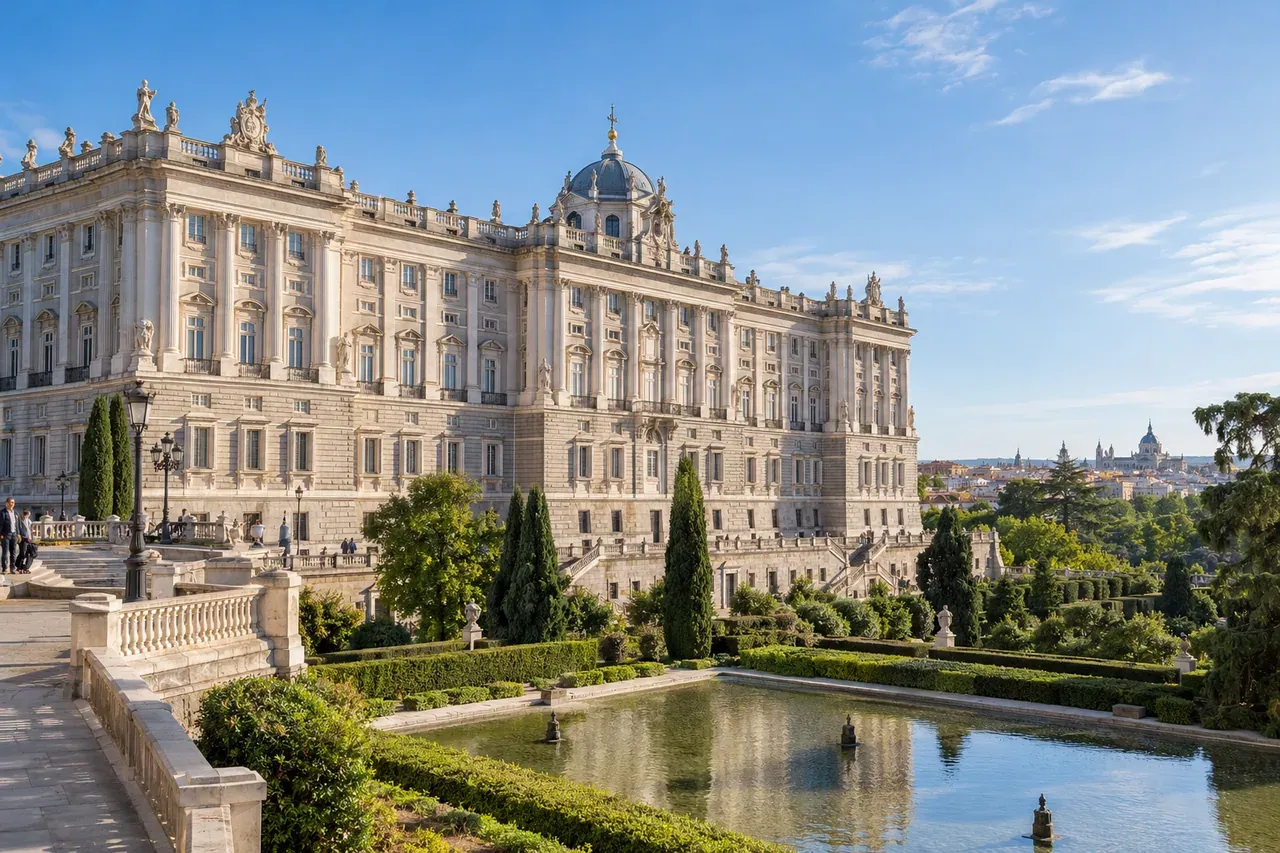 Illustrative city scene of Madrid, Spain.