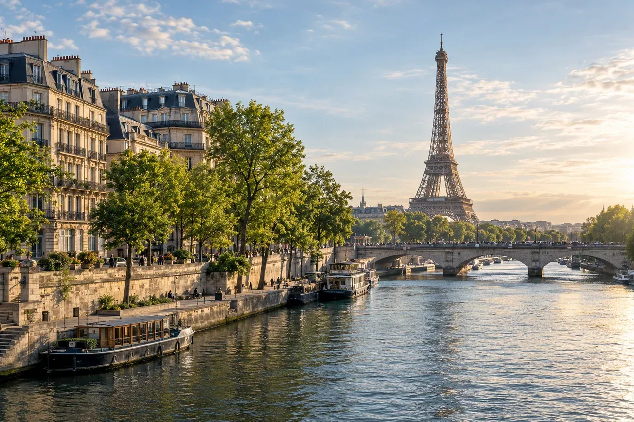 Illustrative city scene of Paris, France.