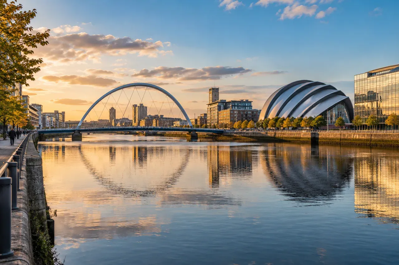Illustrative city scene of Glasgow, United Kingdom.