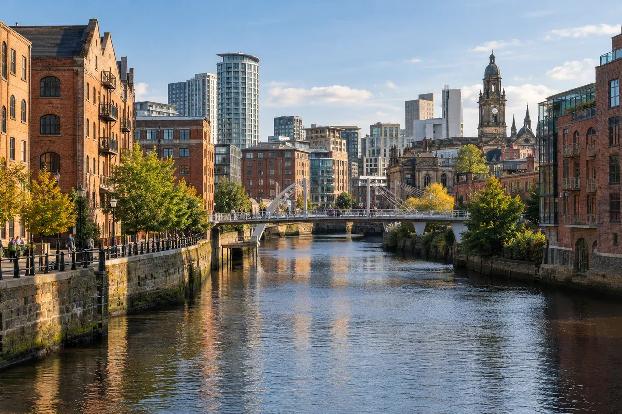 Illustrative city scene of Leeds, United Kingdom.