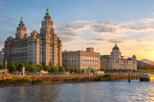 Illustrative city scene of Liverpool, United Kingdom.