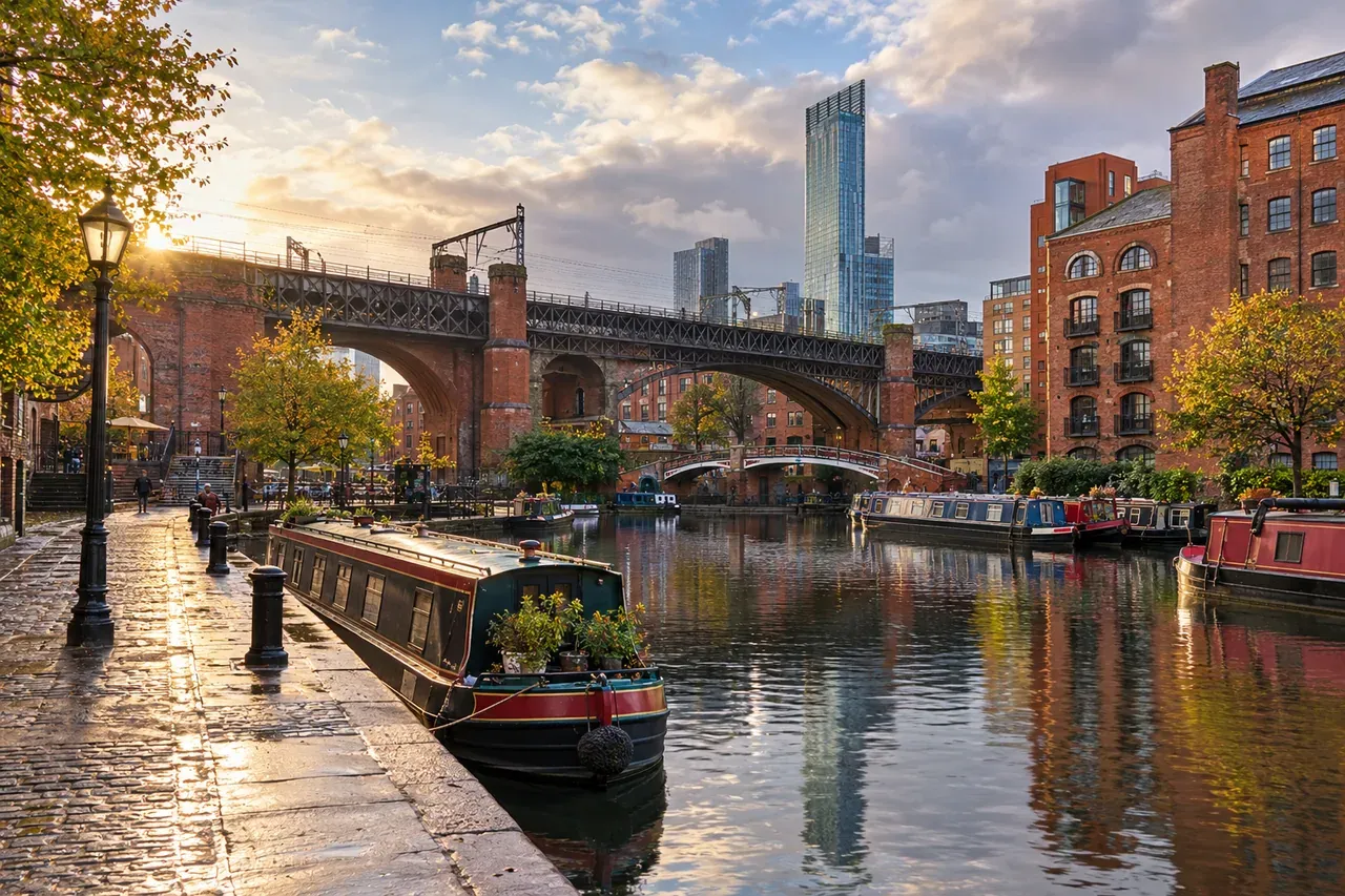 Illustrative city scene of Manchester, United Kingdom.