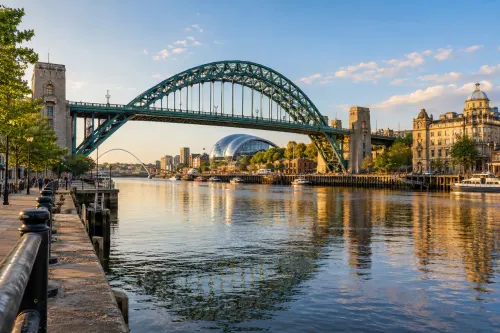 Illustrative city scene of Newcastle upon Tyne, United Kingdom.