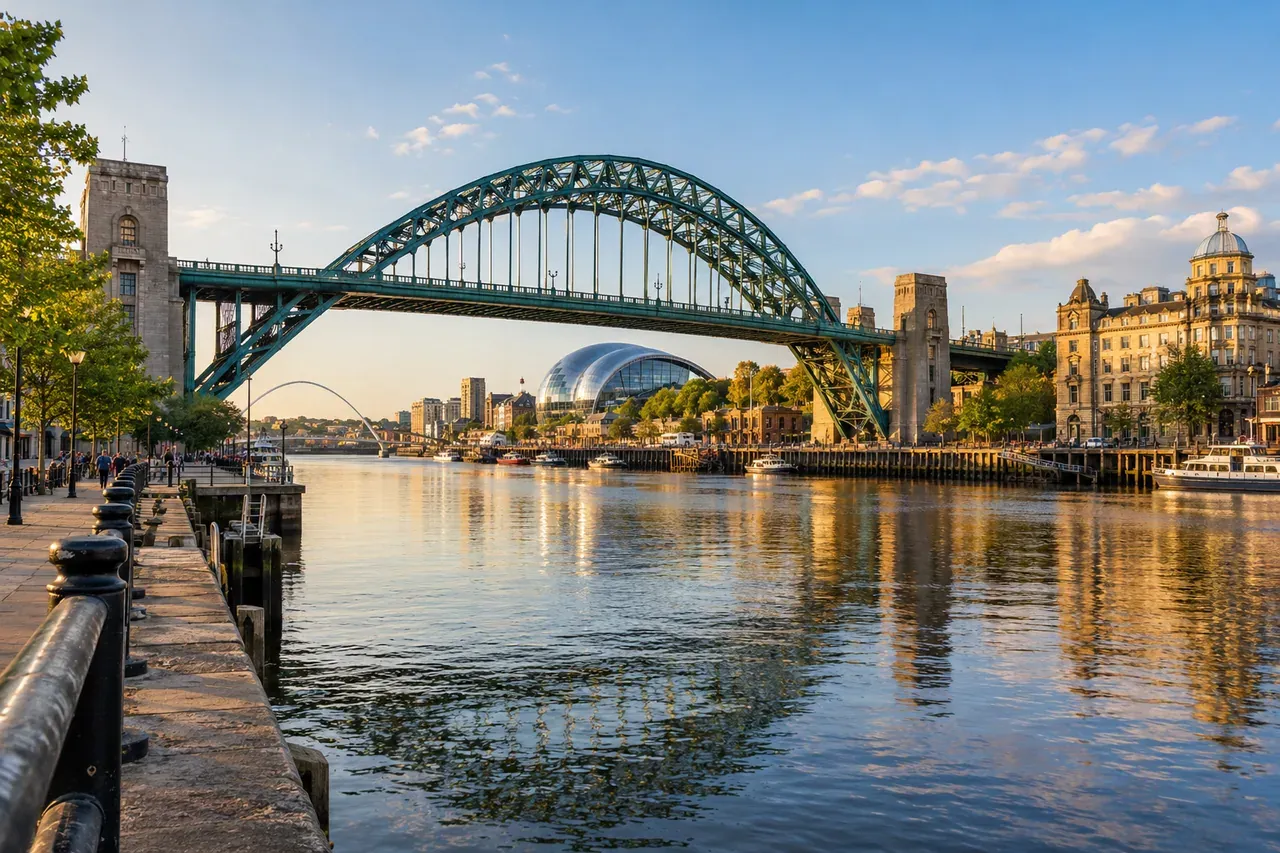 Illustrative city scene of Newcastle upon Tyne, United Kingdom.