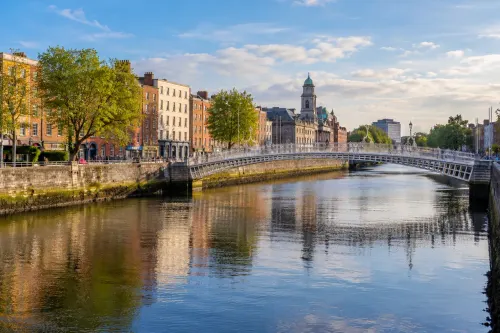 Illustrative city scene of Dublin, Ireland.