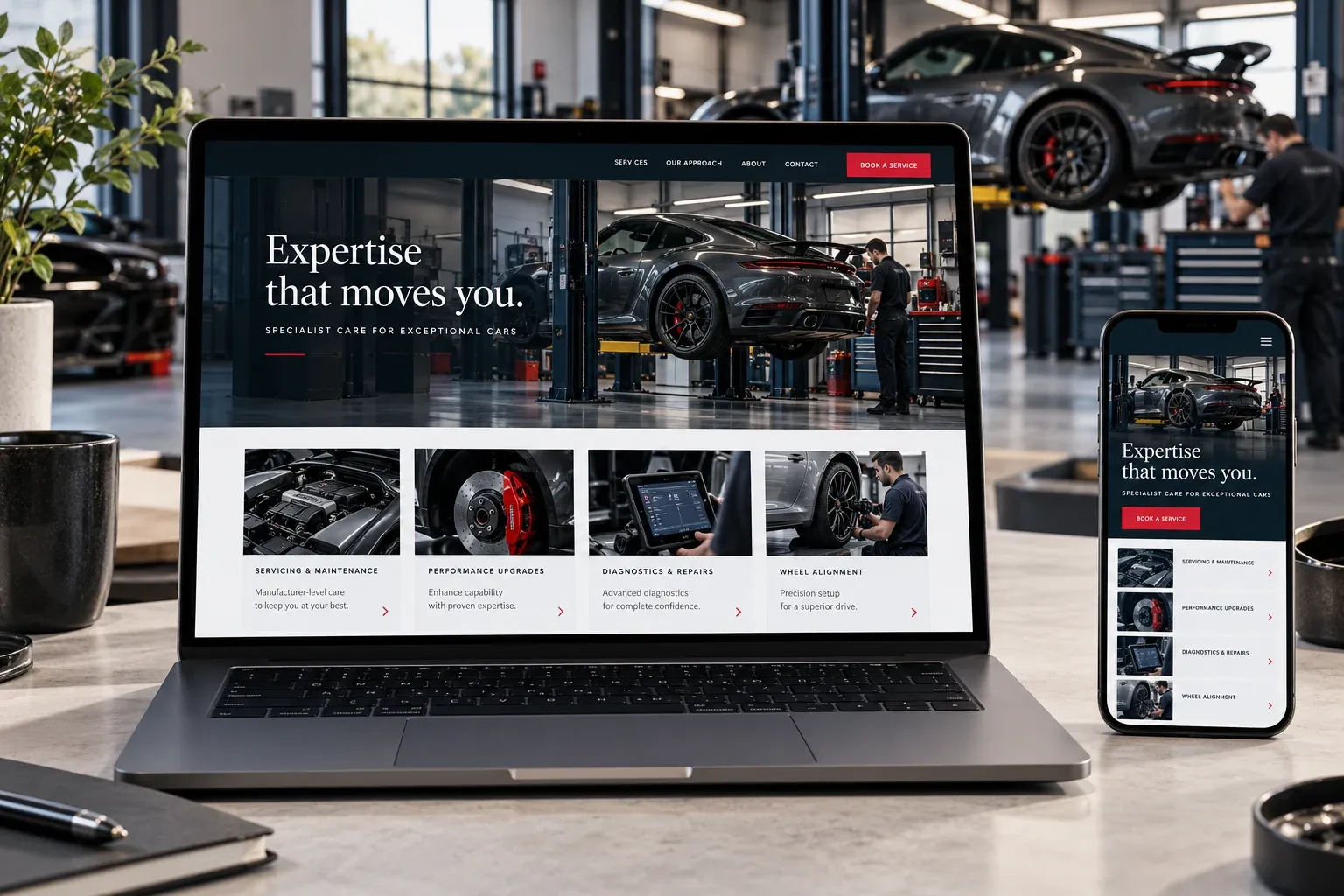 Illustrative visual for websites for automotive service businesses