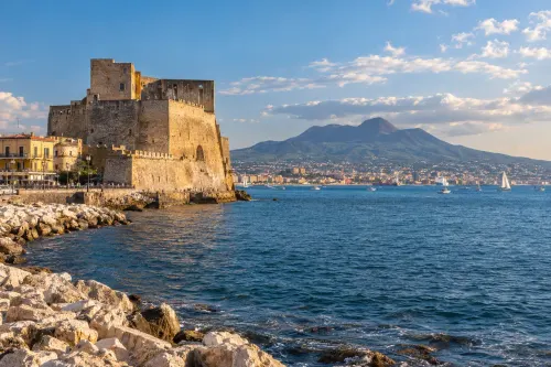 Illustrative city scene of Naples, Italy.