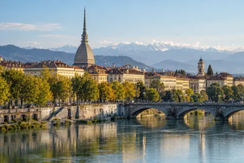 Illustrative city scene of Turin, Italy.