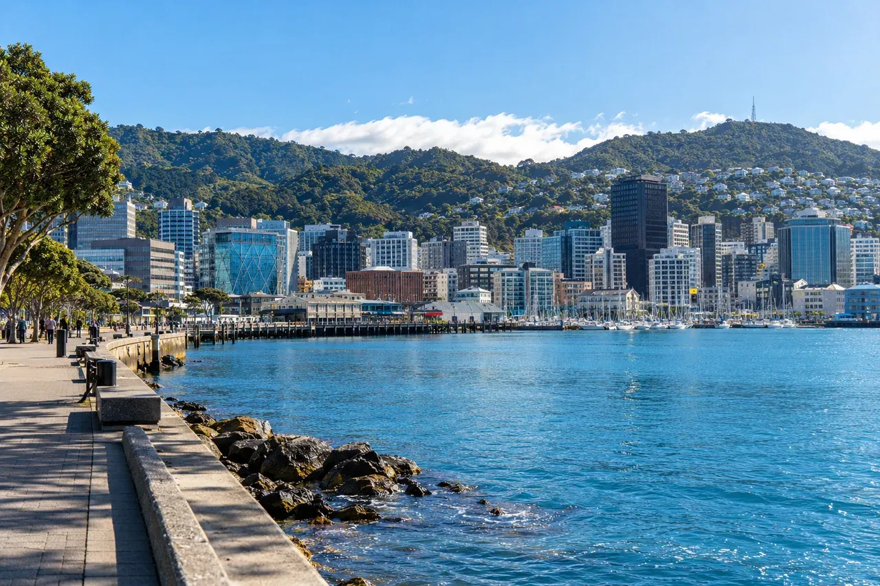 Illustrative city scene of Wellington, New Zealand.