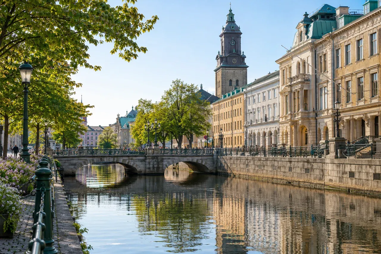Illustrative city scene of Gothenburg, Sweden.
