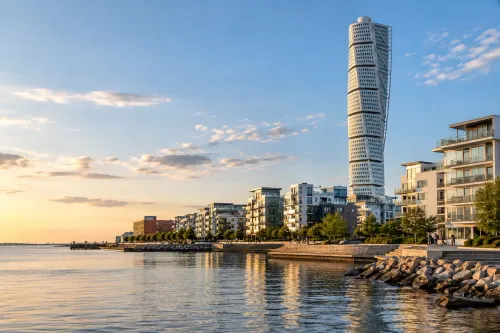 Illustrative city scene of Malmö, Sweden.