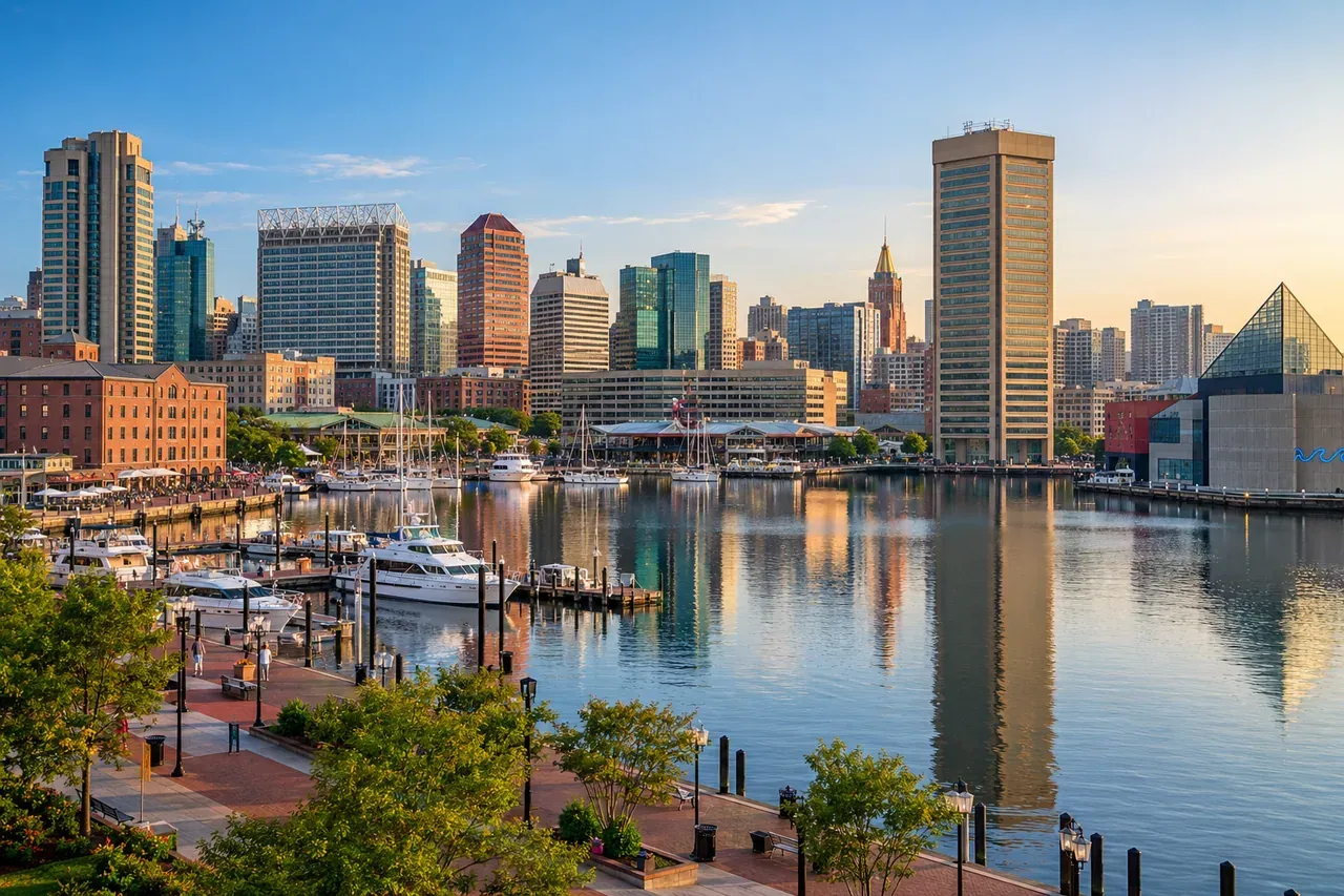 Illustrative city scene of Baltimore, United States.