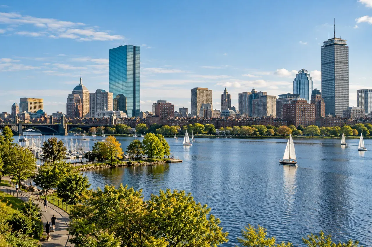 Illustrative city scene of Boston, United States.
