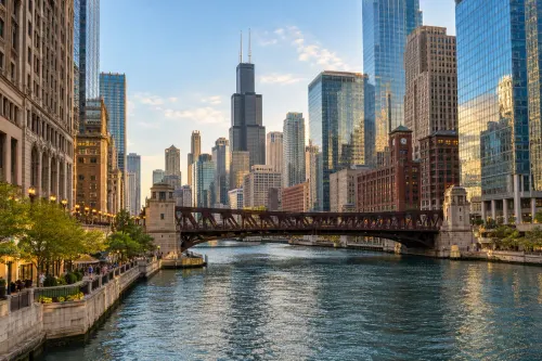Illustrative city scene of Chicago, United States.