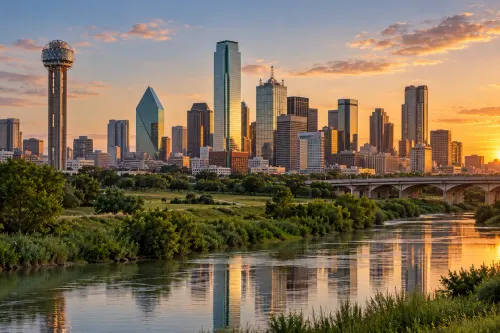 Illustrative city scene of Dallas, United States.