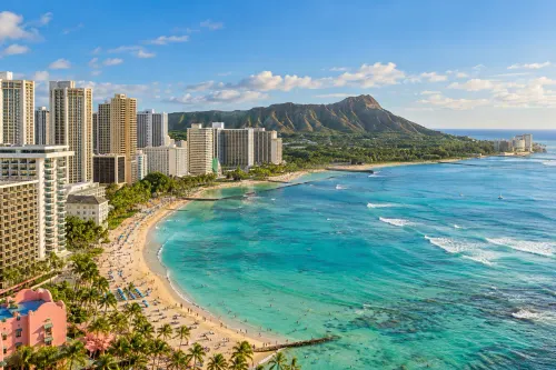 Illustrative city scene of Honolulu, United States.