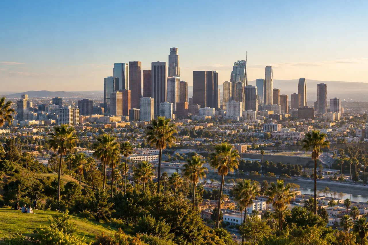 Illustrative city scene of Los Angeles, United States.