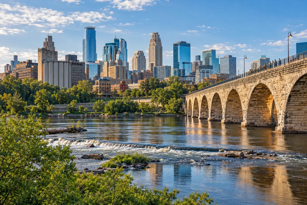 Illustrative city scene of Minneapolis, United States.