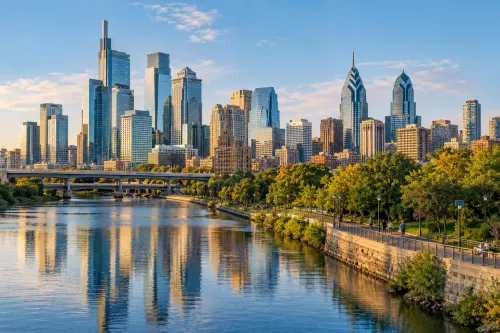 Illustrative city scene of Philadelphia, United States.
