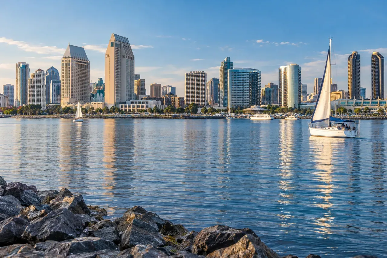 Illustrative city scene of San Diego, United States.