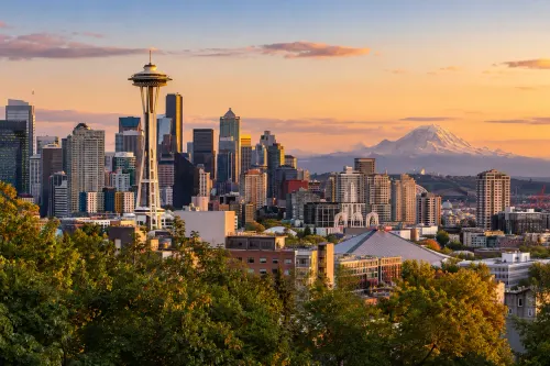 Illustrative city scene of Seattle, United States.